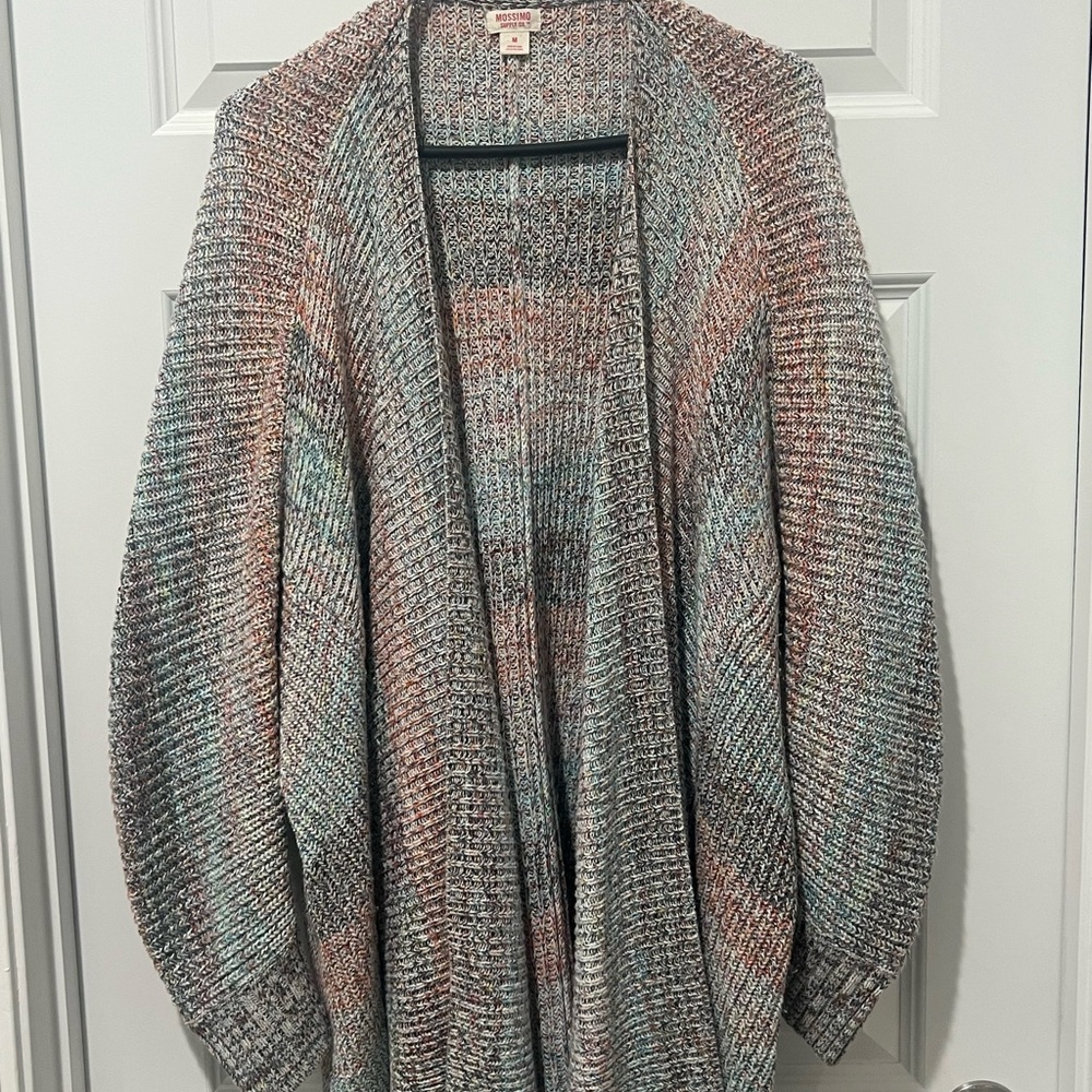 Multicolor Knit Open-Front Cardigan